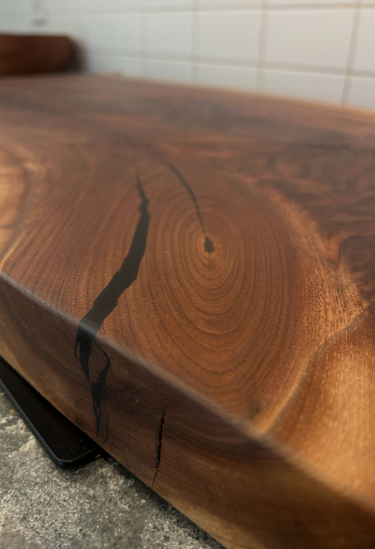 Premium Black Walnut Live Edge Epoxy Cutting Board – 28" x 16" Serving & Charcuterie Board