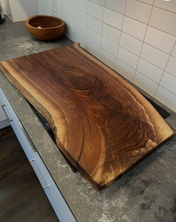 Premium Black Walnut Live Edge Epoxy Cutting Board – 28" x 16" Serving & Charcuterie Board