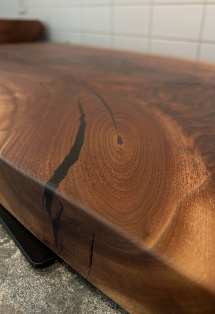 Premium Black Walnut Live Edge Epoxy Cutting Board – 28" x 16" Serving & Charcuterie Board
